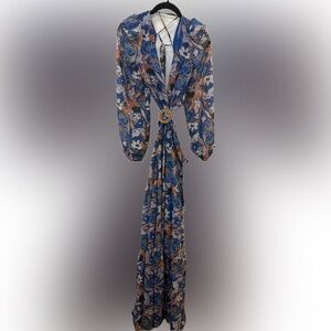 Gianni Bini Blue and Orange Floral Dress | Sz 0